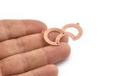 Copper Moon Charm, 12 Raw Copper Crescent Moon Charms With 1 Loop And 2 Holes (20x20x0.70mm) M625