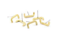 Earring Studs, 8 Raw Brass -  Irregular Stud Earrings - Brass Earrings - Earrings (14.5x6.5x1.5mm) N1417