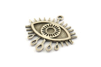 Silver Eye Charm, 2 Antique Silver Plated Brass Eye Charms With 1 Loop, Pendants - Pad Size 3mm (24x2mm) N1266 H0115