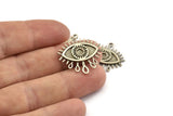 Silver Eye Charm, 2 Antique Silver Plated Brass Eye Charms With 1 Loop, Pendants - Pad Size 3mm (24x2mm) N1266 H0115