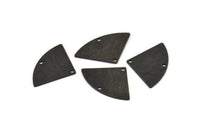Black Triangle Charm, 6 Textured Oxidized Brass Fan Charms With 2 Holes, Stamping Blanks, Findings (30x19x0.80mm) M323