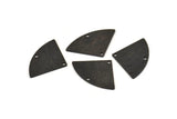Black Triangle Charm, 6 Textured Oxidized Brass Fan Charms With 2 Holes, Stamping Blanks, Findings (30x19x0.80mm) M323