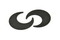 Black Moon Charm, 2 Textured Oxidized Black Brass Crescent Moon Charms With 2 Holes (42x16x0.80mm) M058