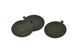 Black Round Charm, 4 Textured Oxidized Black Brass Round Charms With 1 Loop, Blanks (25x28x0.80mm) M461
