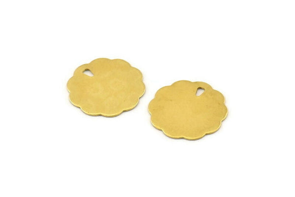 Brass Round Charm, 50 Raw Brass Round Charms With 1 Hole (15x0.40mm) C067