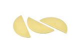 Semi Circle Blank, 8 Raw Brass Half Moon Stamping Blanks (39x15x0.90mm) M634