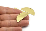 Semi Circle Charm, 8 Raw Brass Half Moon Charms With 1 Hole, Stamping Blank (39x15x0.90mm) M635