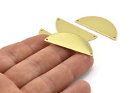 Semi Circle Charm, 8 Raw Brass Half Moon Charms With 2 Holes, Stamping Blank (39x15x0.90mm) M637