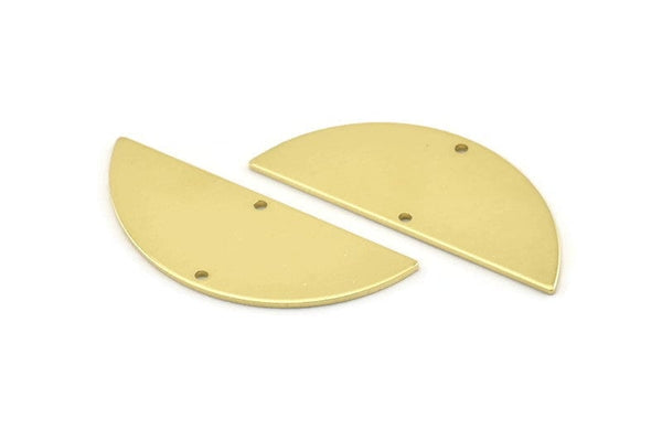 Semi Circle Charm, 8 Raw Brass Half Moon Charms With 2 Holes, Stamping Blank (39x15x0.90mm) M638