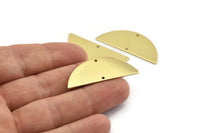 Semi Circle Charm, 8 Raw Brass Half Moon Charms With 2 Holes, Stamping Blank (39x15x0.90mm) M638