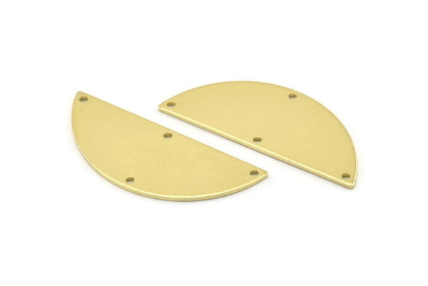 Semi Circle Charm, 8 Raw Brass Half Moon Charms With 4 Holes, Stamping Blank (39x15x0.90mm) M639