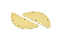 Semi Circle Charm, 8 Raw Brass Half Moon Charms With 4 Holes, Stamping Blank (39x15x0.90mm) M640