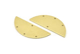 Semi Circle Charm, 8 Raw Brass Half Moon Charms With 4 Holes, Stamping Blank (39x15x0.90mm) M640