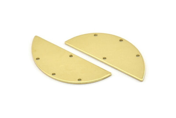 Semi Circle Charm, 8 Raw Brass Half Moon Charms With 4 Holes, Stamping Blank (39x15x0.90mm) M640