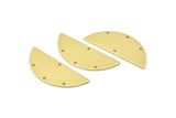 Semi Circle Charm, 8 Raw Brass Half Moon Charms With 4 Holes, Stamping Blank (39x15x0.90mm) M640