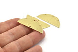 Semi Circle Charm, 8 Raw Brass Half Moon Charms With 4 Holes, Stamping Blank (39x15x0.90mm) M640