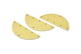 Semi Circle Charm, 8 Raw Brass Half Moon Charms With 6 Holes, Stamping Blank (39x15x0.90mm) M641