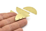 Semi Circle Charm, 8 Raw Brass Half Moon Charms With 6 Holes, Stamping Blank (39x15x0.90mm) M641