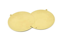 Brass Round Charm, 2 Raw Brass Round Charms With 1 Loop And 1 Hole, Stamping Blanks (45x43x0.90mm) M650