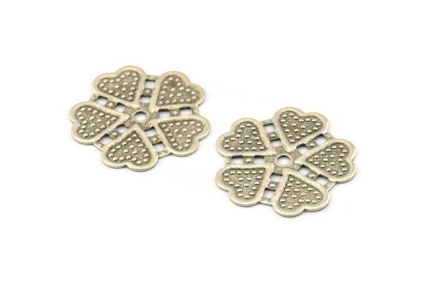 Silver Flower Charm, 12 Antique Silver Plated Brass Flower Charms, Pendants (21mm) Brs 555 A0277