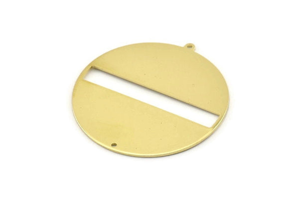Brass Round Charm, 2 Raw Brass Round Charms With 1 Loop And 1 Hole, Stamping Blanks (45x43x0.90mm) M652