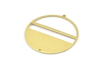 Brass Round Charm, 2 Raw Brass Round Charms With 1 Loop And 1 Hole, Stamping Blanks (45x43x0.90mm) M662