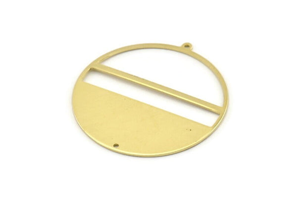 Brass Round Charm, 2 Raw Brass Round Charms With 1 Loop And 1 Hole, Stamping Blanks (45x43x0.90mm) M662