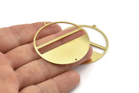 Brass Round Charm, 2 Raw Brass Round Charms With 1 Loop And 1 Hole, Stamping Blanks (45x43x0.90mm) M662