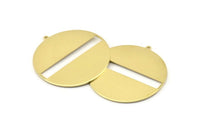 Brass Round Charm, 2 Raw Brass Round Charms With 1 Loop, Stamping Blanks (45x43x0.90mm) M651