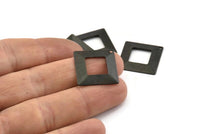 Black Square Charm, 12 Oxidized Black Brass Square Middle Hole Pyramid Charms With 1 Hole, (20x20mm) Brs 670 A0027