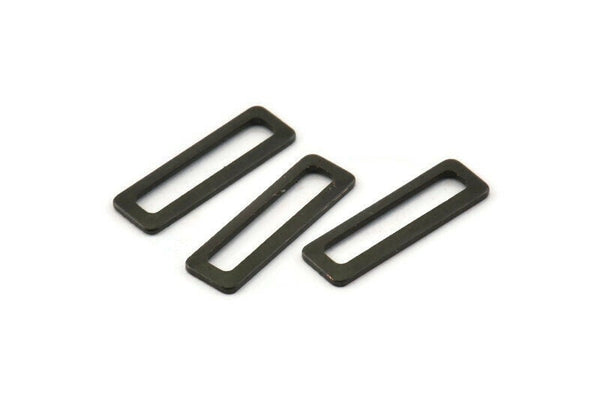 Black Rectangle Charm, 25 Oxidized Black Brass Rectangle Connectors, Findings (19x6x1mm) B0037 S1157