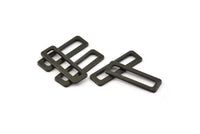 Black Rectangle Charm, 25 Oxidized Black Brass Rectangle Connectors, Findings (19x6x1mm) B0037 S1157