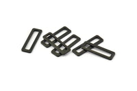 Black Rectangle Charm, 25 Oxidized Black Brass Rectangle Connectors, Findings (19x6x1mm) B0037 S1157