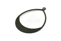 Black Drop Charm, 4 Textured Oxidized Black Brass Drop Charms With 1 Loop, Pendants (49x36x0.8mm) D0607 H1212