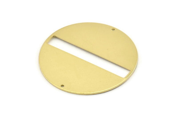 Brass Round Charm, 2 Raw Brass Round Charms With 2 Holes, Stamping Blanks (43x0.90mm) M653