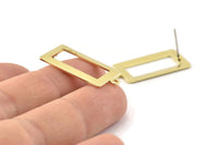 Brass Rectangle Earring, 8 Raw Brass Rectangle Stud Earrings With 1 Loop (28x14x0.80mm) B0325 A1675