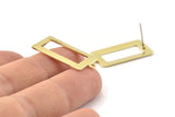 Brass Rectangle Earring, 8 Raw Brass Rectangle Stud Earrings With 1 Loop (28x14x0.80mm) B0325 A1675