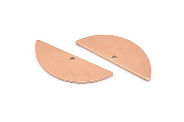 Yarım Daire Charm, 1 Delikli 12 Ham Bakır Yarım Ay Charm, Boşluklar (29x11x0,80 mm) M669