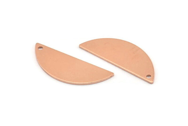 Yarım Daire Charm, 1 Delikli 12 Ham Bakır Yarım Ay Charm, Boşluklar (29x11x0,80 mm) M668
