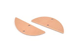 Semi Circle Charm, 12 Raw Copper Half Moon Charms With 2 Holes, Blanks (29x11x0.80mm) M667