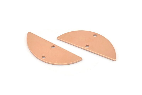 Yarım Daire Charm, 2 Delikli 12 Ham Bakır Yarım Ay Charm, Boşluklar (29x11x0,80 mm) M667