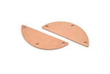 Semi Circle Charm, 12 Raw Copper Half Moon Charms With 3 Holes, Blanks (29x11x0.80mm) M666