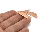 Semi Circle Charm, 12 Raw Copper Half Moon Charms With 4 Holes, Blanks (29x11x0.80mm) M664