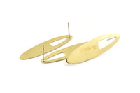 Brass Marquise Charm, 6 Raw Brass Marquise Stud Earrings (47x12x0.70mm) B0266 A1680