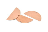 Semi Circle Blank, 6 Raw Copper Half Moon Charms With 1 Hole, Stamping Blanks (38x17x0.80mm) M673