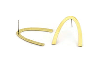 Brass Geometric Earring, 6 Raw Brass V Shaped Stud Earrings (28x25x0.70mm) B0243 A1690