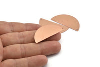 Semi Circle Blank, 6 Raw Copper Half Moon Charms With 1 Hole, Stamping Blanks (38x17x0.80mm) M675