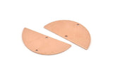 Semi Circle Blank, 6 Raw Copper Half Moon Charms With 2 Holes, Stamping Blanks (38x17x0.80mm) M676