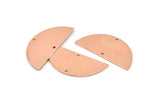Semi Circle Blank, 6 Raw Copper Half Moon Charms With 2 Holes, Stamping Blanks (38x17x0.80mm) M676