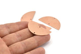 Semi Circle Blank, 6 Raw Copper Half Moon Charms With 2 Holes, Stamping Blanks (38x17x0.80mm) M676